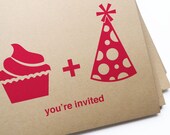 DIY Printable Cupcake & Party Hat Invitation Postcards / Perfect for Birthdays and Showers