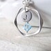 Personalized Necklace, Silver Circle with Birthstone and Initial Charms, Birthstone Necklace, Pendant Necklace, Engraved Jewelry