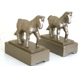 Set of 2 Metallic Silver Horse Bookends. French Equestrian Decor. Home Decor. Housewarming gift.