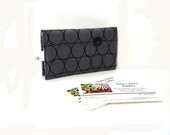 Credit card case, business card holder, grey black secure magnetic closure two pockets