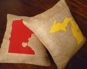 14 x 14 Customizable "Heart in the City" Burlap Pillow Cover
