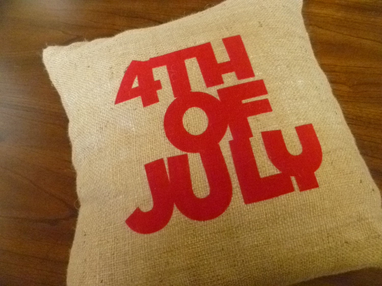 18 x 18 "4th of July" Burlap Pillow Cover
