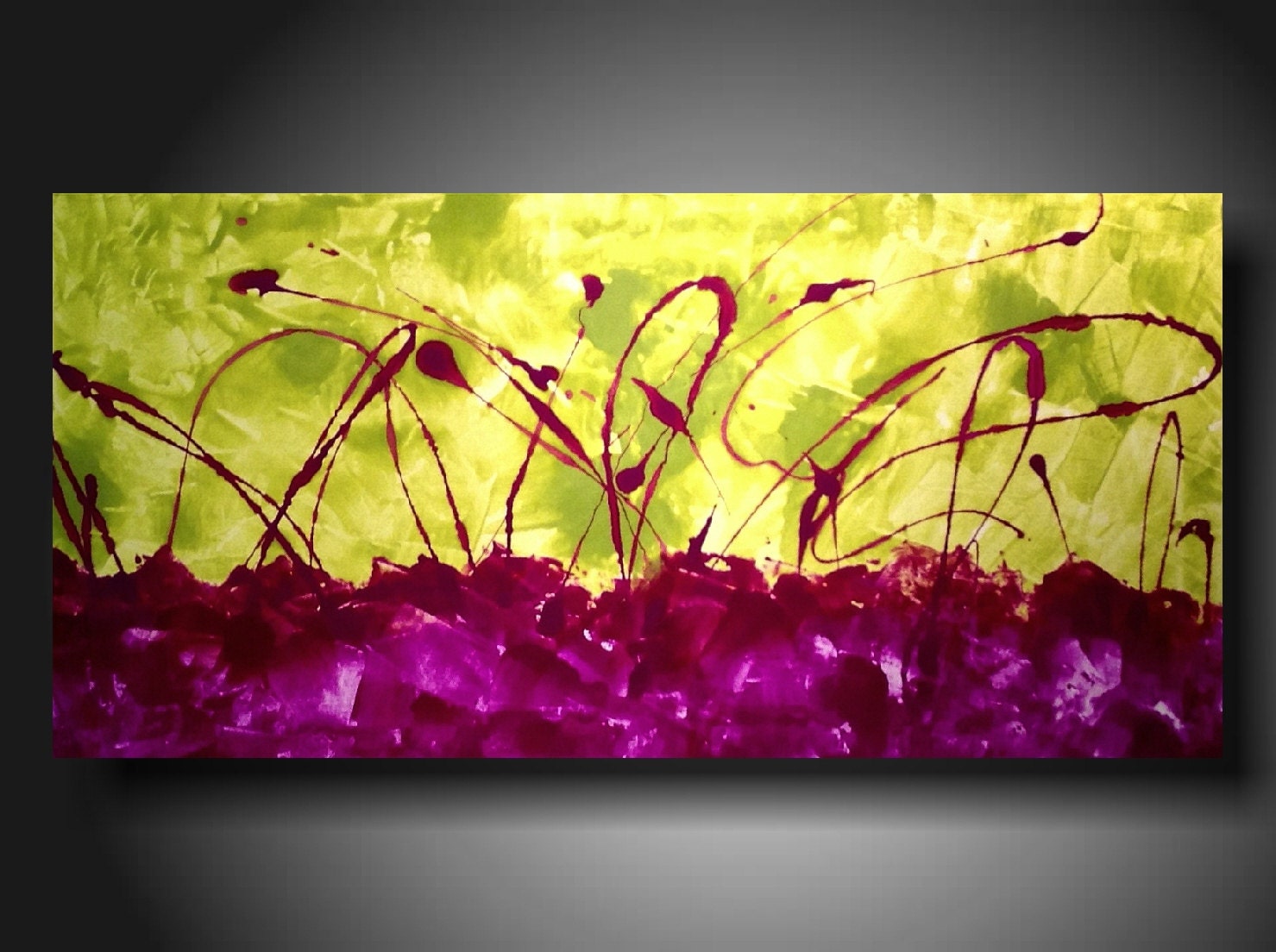 Abstract art  original paintings  18 X 36 Inches purple  Jmjartstudio-----Energy---