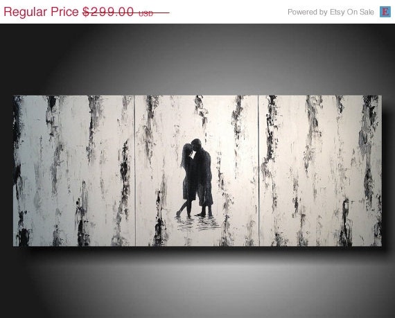 ART PAINTING SALE Art original Abstract painting 20 inches X 48 inches  -----Between Us------Textured---3 pc  Huge Jmjartstudio