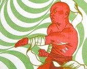 Kungfu Watermelon - ShaoLin Monk Practicing Taiji - Handpull Art Print in Limited Edition