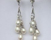 Freshwater pearl Bridal Earrings Crystal Wedding  - Jaide