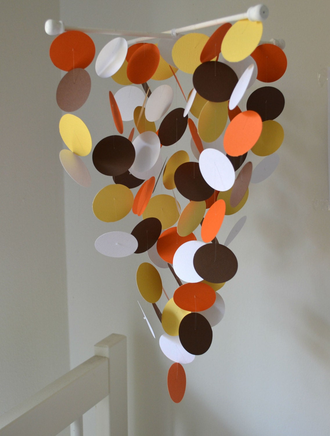Orange, Yellow, Brown and White Handmade Baby Mobile - Medium