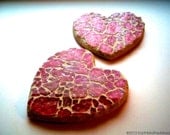 Pink Heart Shaped Coasters, Tempered Glass - Set of 2