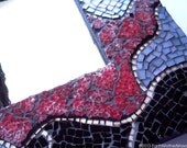 Stained Glass and Tempered Glass Mosaic Frame with Mirror: Red, Grey, Black, Silver, White
