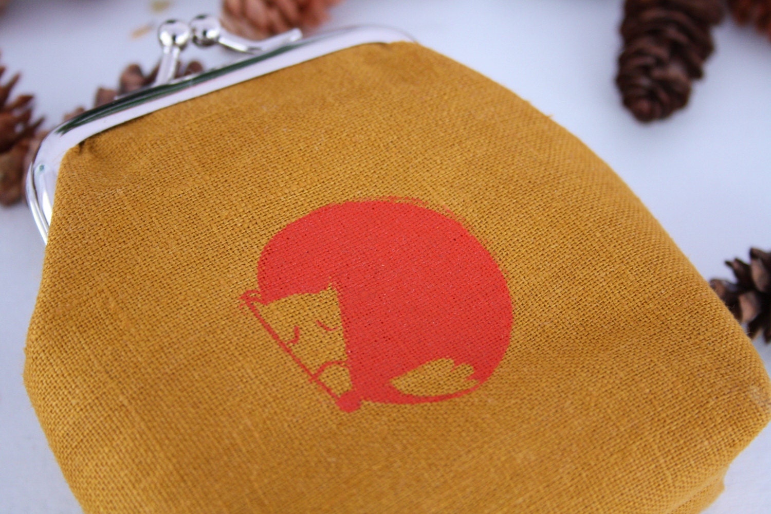 Ferdinand Fox... screen printed mini clasp purse - READY TO SHIP