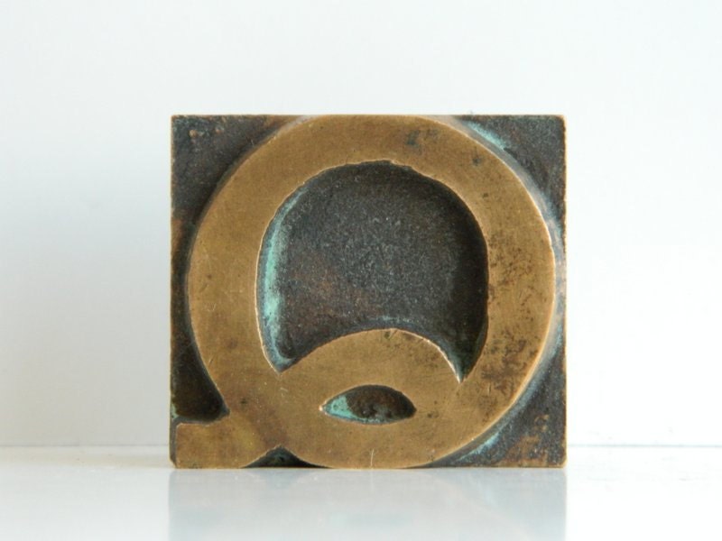 Brass Letterpress Type Initial Letter Q