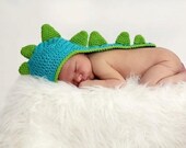 PATTERN - Newborn Baby Dinosaur Crochet Hat With Tail Photo Prop