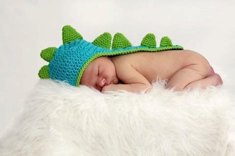 PATTERN - Newborn Baby Dinosaur Crochet Hat With Tail Photo Prop