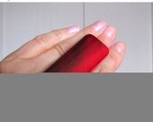 ON SALE SMOKY Hoty Red Oversize Bold Large Fused Glass Adjustable Ring 2.9"
