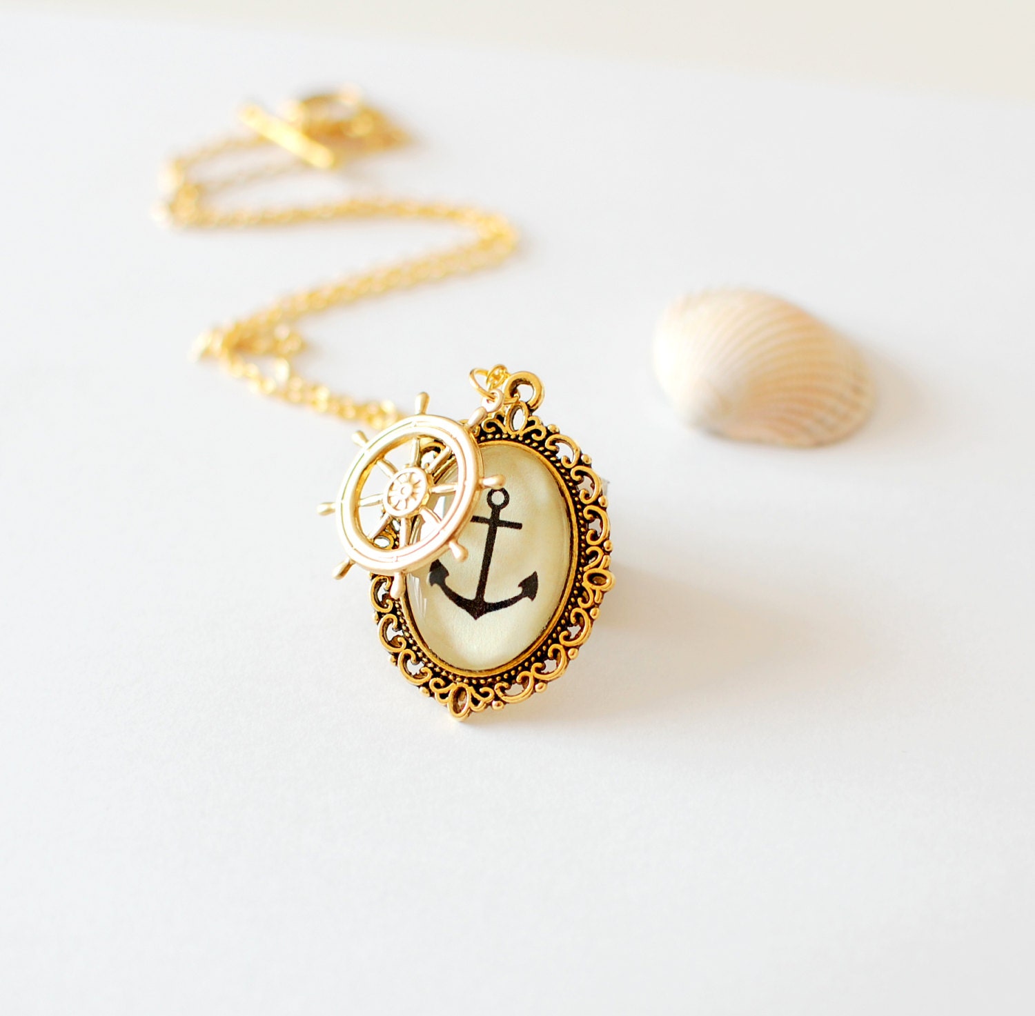 Anchor Necklace. Gold Nautical Necklace. Anchor Jewelry.