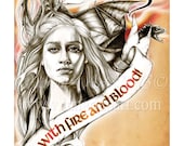 Mini 4x6 Prints - Mother of Dragons - Game of Thrones - Dragons - Daenerys Targaryen - Daenerys Stormborn