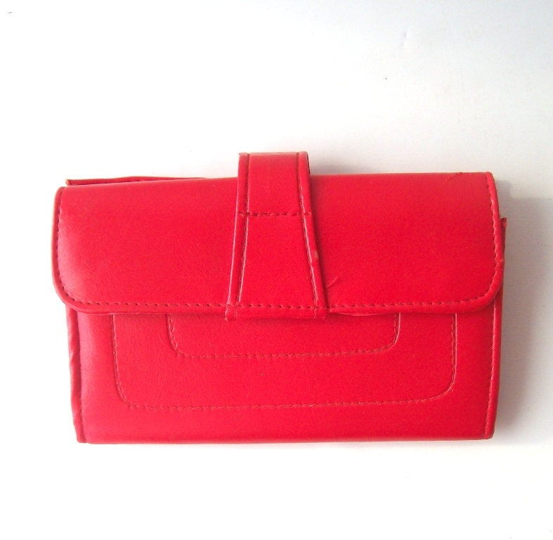 vintage red wallet billfold change purse accessories accessory womens ladies retro mid century modern