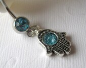 Hamsa Belly Button Ring, Hamsa Barbell, Hamsa Body Jewelry, Belly Button Jewelry