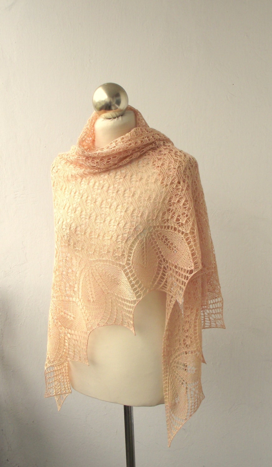 Sweet Morning hand knitted luxurious silk and wool  lace shawl
