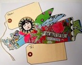 Mixed Media Art Adhesive LABELS Prints Collage BEAUTIFUL ANGEL