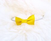 Lemon Yellow Leather Bow Headband for women and girls modern 