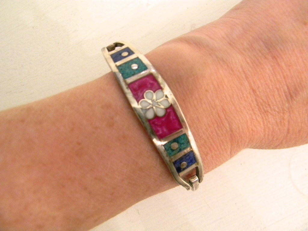 vintage. Silver Bracelet // 70s Mexico Clasp Bracelet //