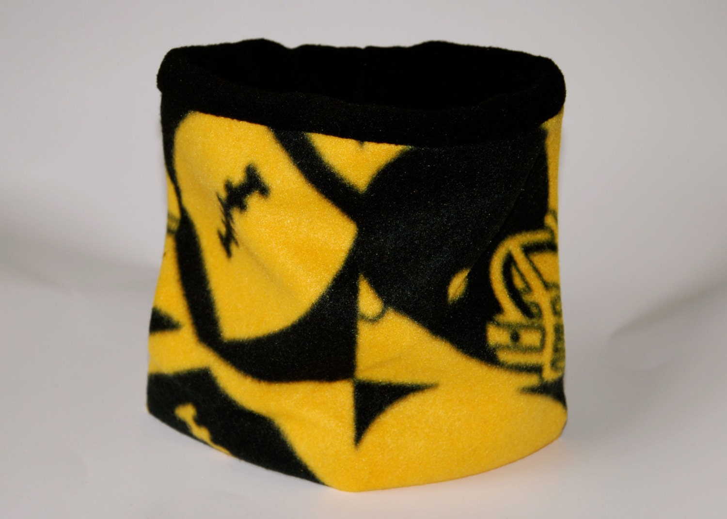 Fleece Kids Neck Warmer / Gaiter / Cowl Scarf - Yellow Black Football