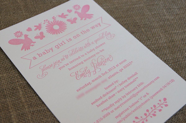 50 Letterpress Baby Shower Invitations