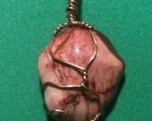 Mookaite Wire Wrapped in Copper Pendant