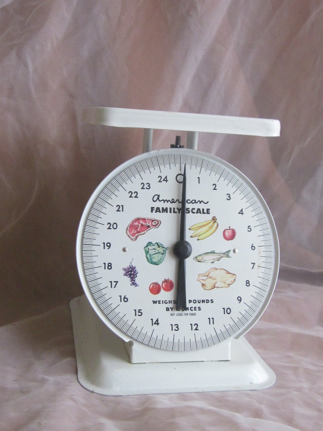 Household Scale By American Family Scale Co. White Metal with Decorative Face