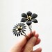 Black flower hair pins set of 2 hairpins floral matte black flower golden flower hair clip hair bun