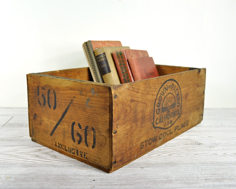 Vintage Wooden Box / Industrial Decor