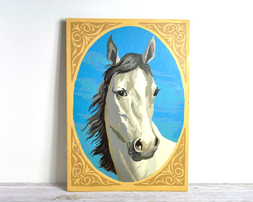 Vintage Paint By Numbers Horse Painting