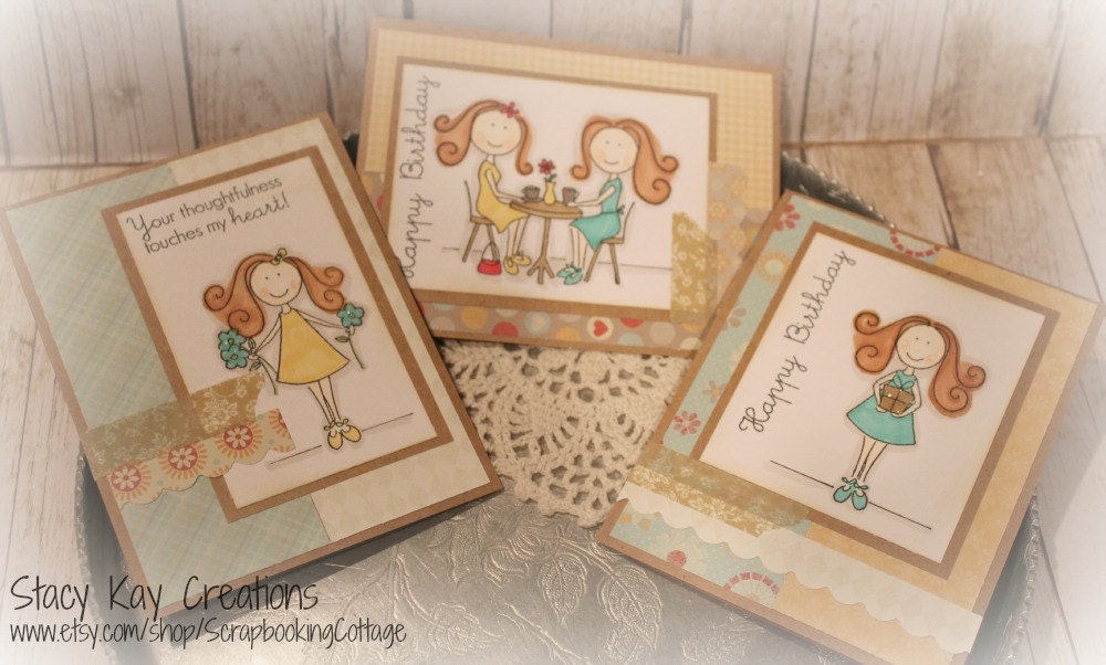 Birthday and Thank You Cards Set of 3 Handmade