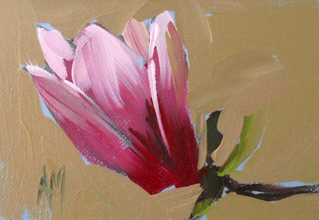 magnolia blossom print by moulton 4 x 6 inches pink floral art prattcreekart