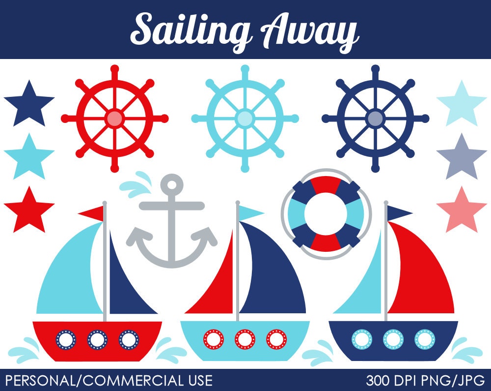 Sailing Away Clipart - Digital Clip Art Graphics for Personal or Commercial Use