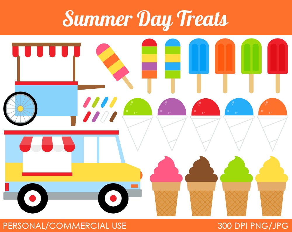 Summer Day Treats Clipart - Digital Clip Art Graphics for Personal or Commercial Use
