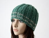 Hand Knit Hat Women s Hat Men s Hat Green Beanie