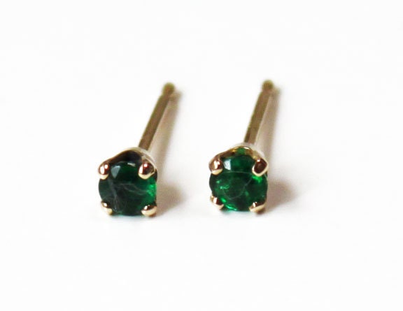 Emerald Stud Earrings (10pt. each diamond cut highest quality)