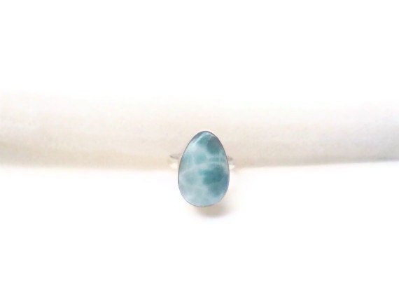 Larimar Ring Teardrop shape Ring size 7 1/2  Blue skies Spring fashion