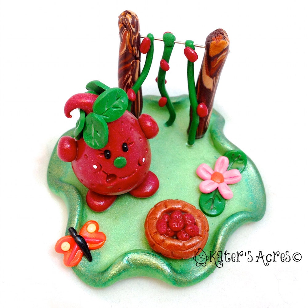 Strawberry Fields Parker Figurine - Polymer Clay Character - Limited Edition