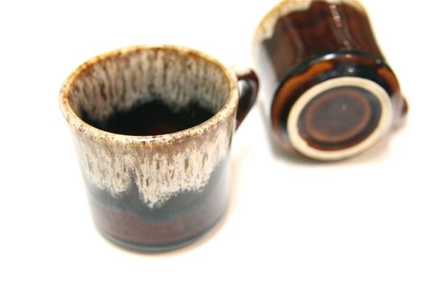rustic glazed mugs