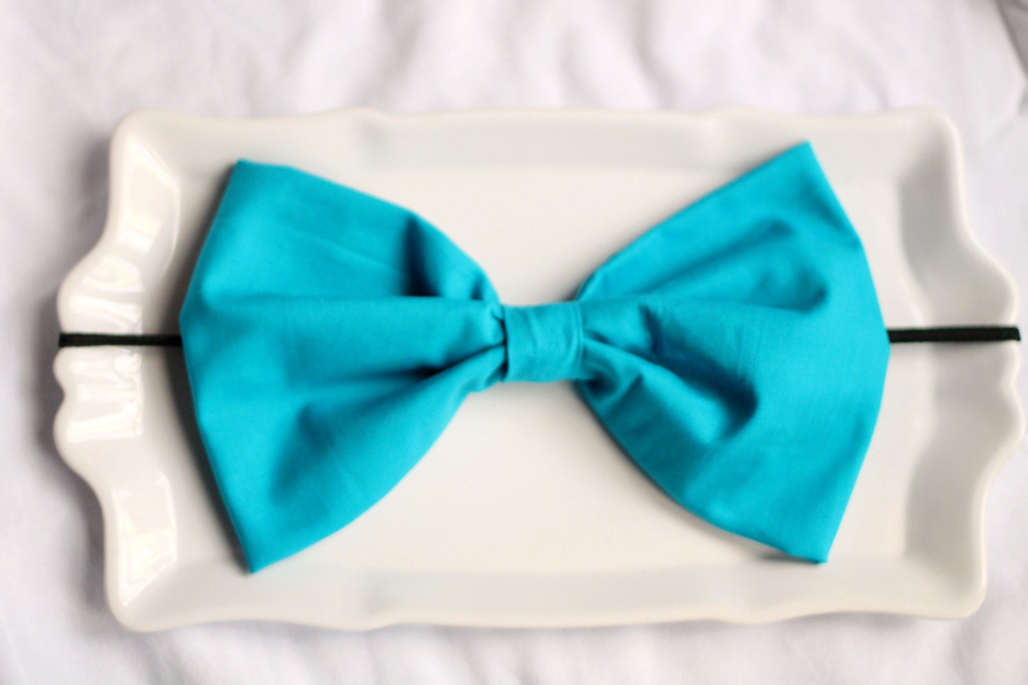 deep sea turquoise blue oversized bow headband.