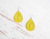 Neon Lace Earrings - Amaya - Summer Neon Yellow Lace Earrings - Chartreuse Lemon Lime Jewelry - branchbound