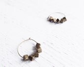 Antique Brass Cube Hoop Earrings - Simple Geometric Earrings