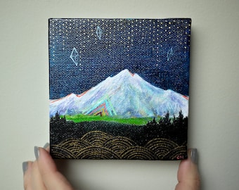 night radiance, original painting 4 x 4