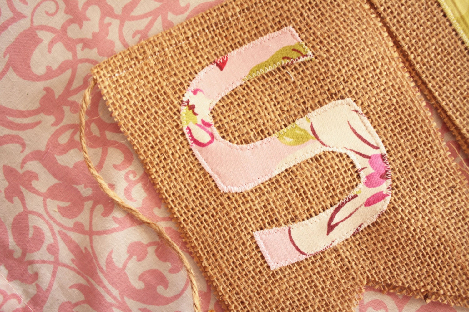 Spring Burlap Chevron Pennant Banner