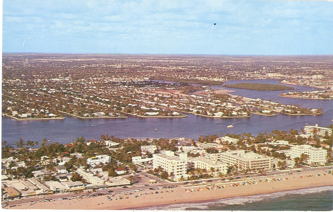 Vintage Florida Postcard - Fort Ft Lauderdale - Airview Aerial Air View Venice of America