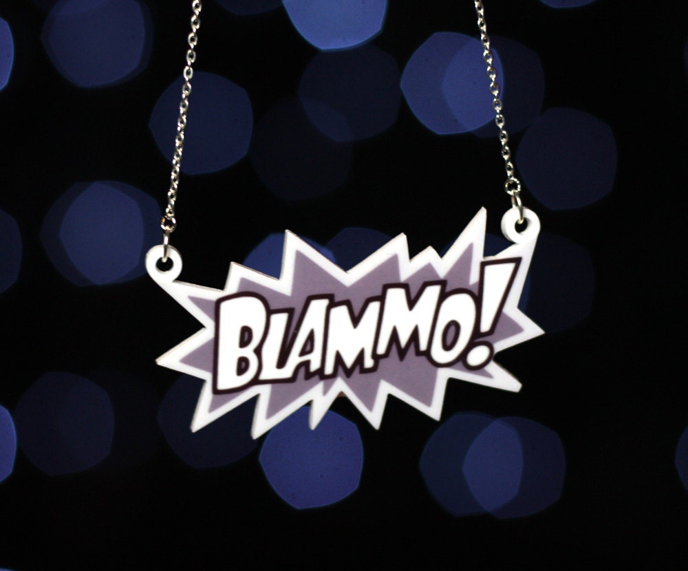 Blammo Comic Blast Necklace, Silver Plated Chain