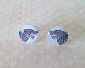 Game of Thrones Stark Direwolf Sigil Stud Earrings